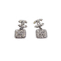 Chanel Earrings CC Drop Dark Grey Square