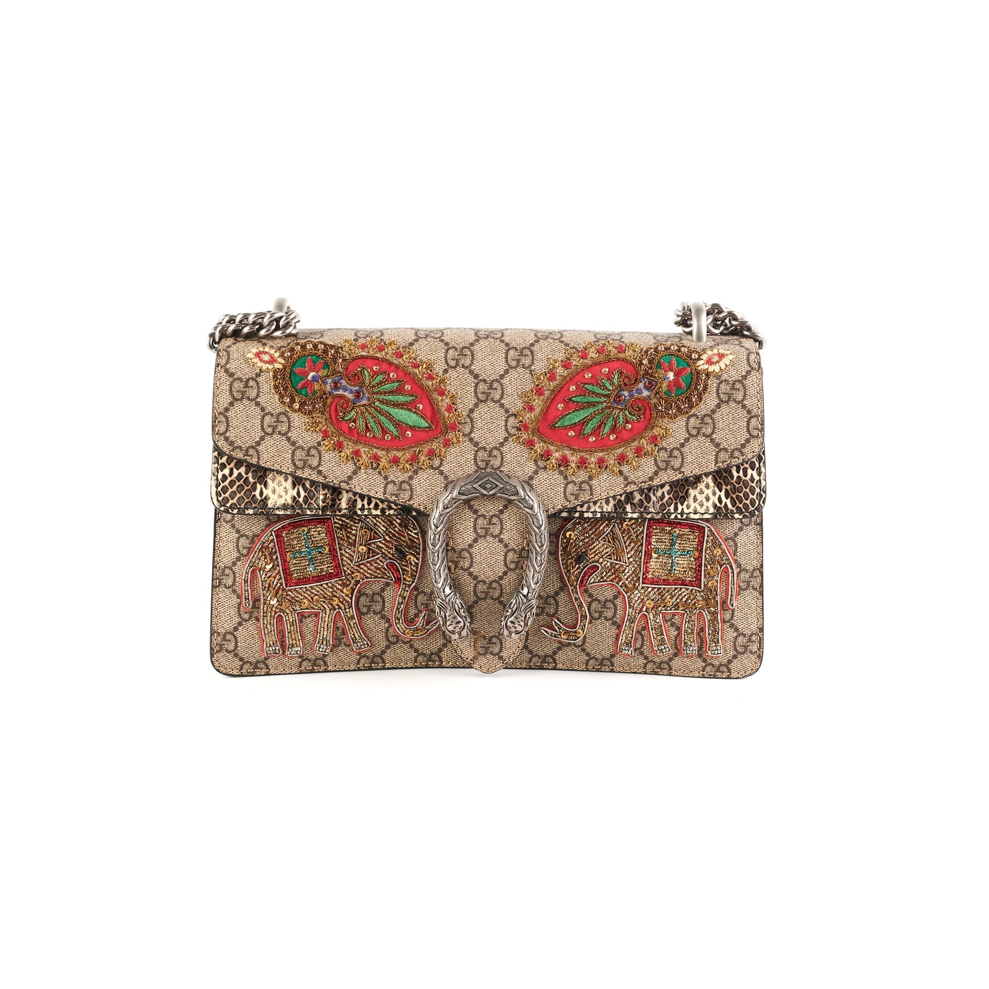 Gucci Dionysus Small Monogram Python with Embellished Elephant Patches