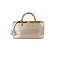 Gucci Medium Bamboo Shopper Leather Satchel Bag Gold