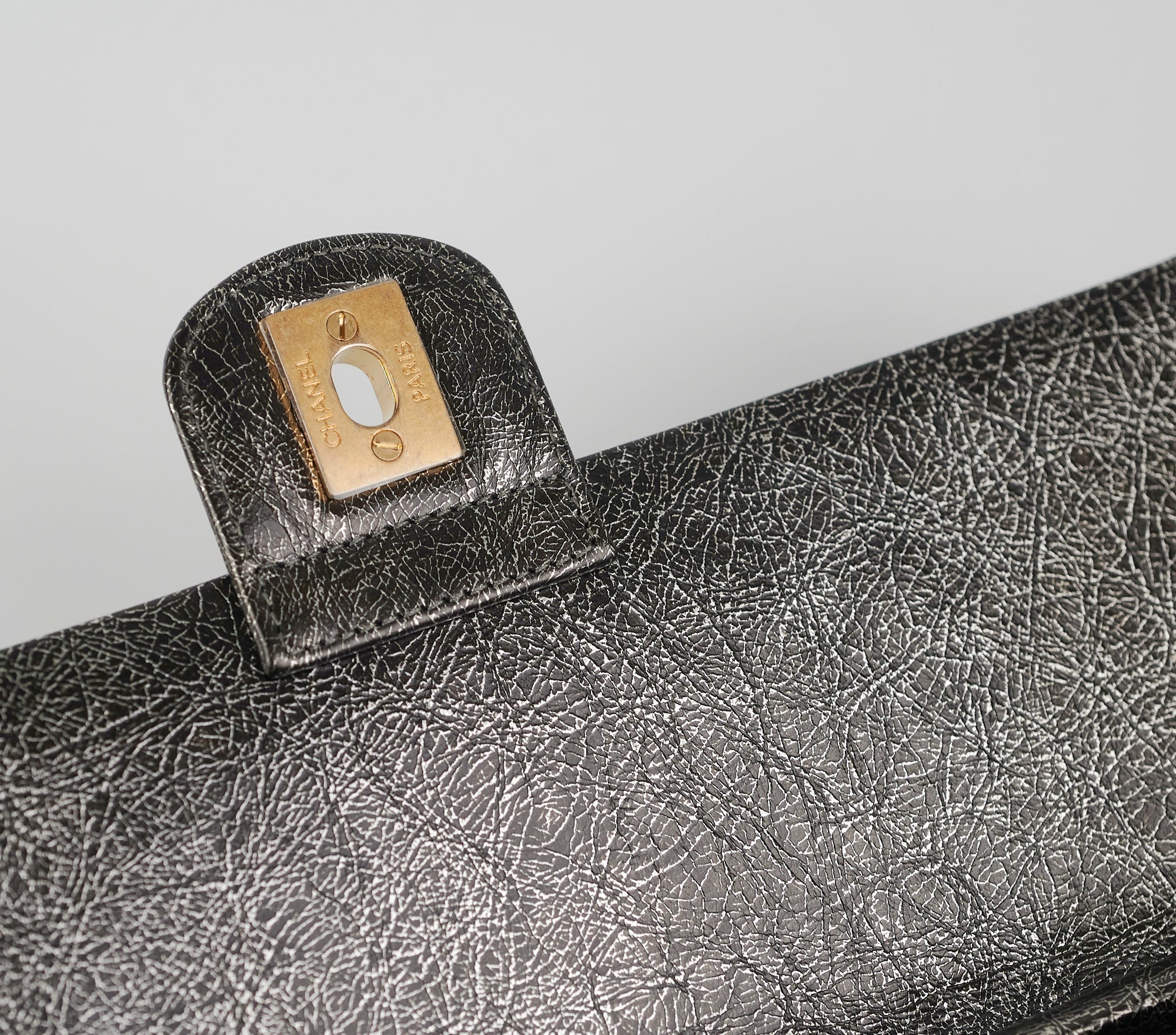 Chanel Zip Away Chain Clutch Wallet on Chain WOC Metallic Grey