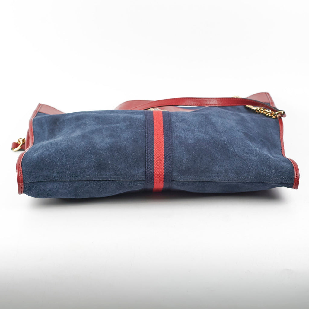 Gucci Rajah Suede Navy Shoulder Tote