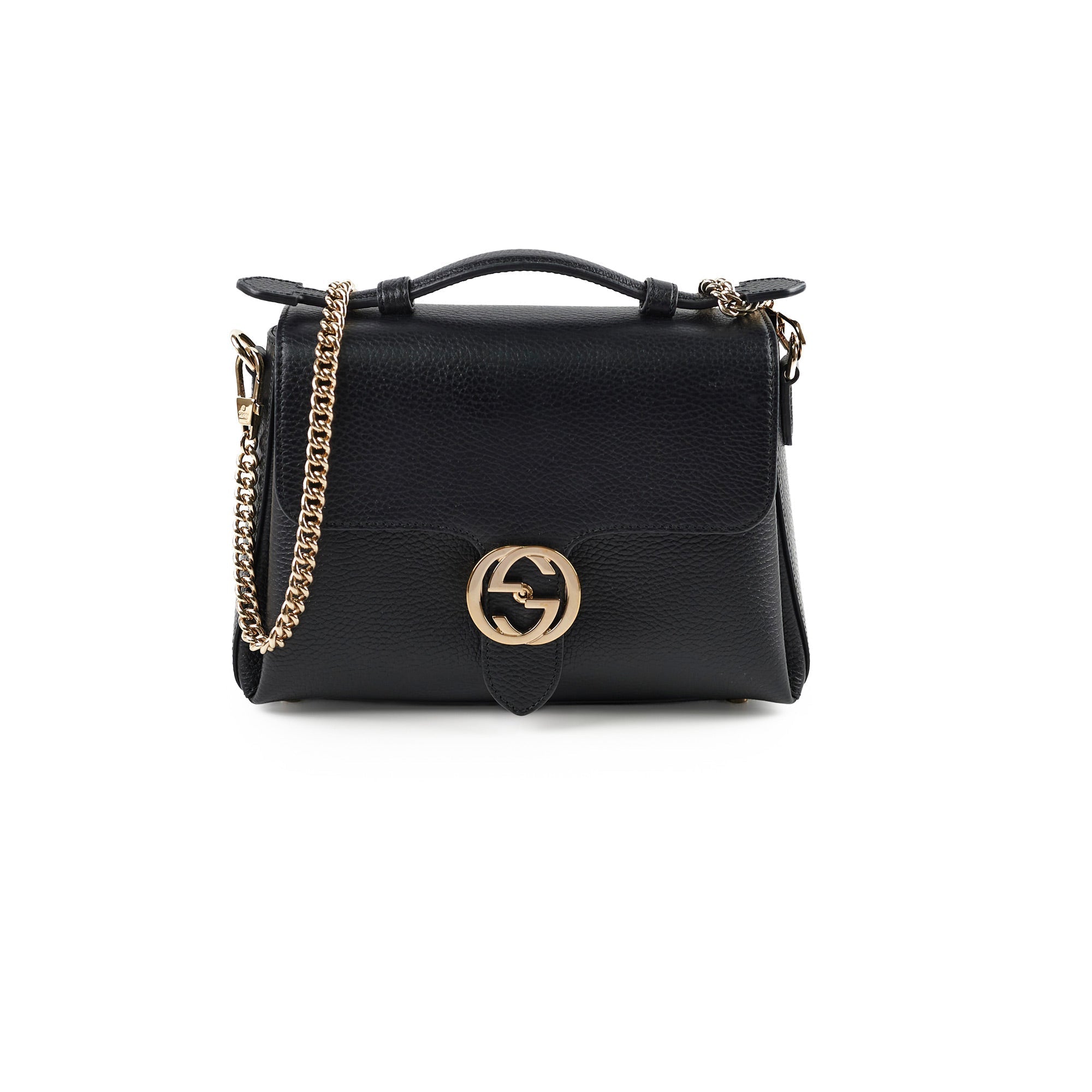 Gucci Leather Top Handle Bag Black
