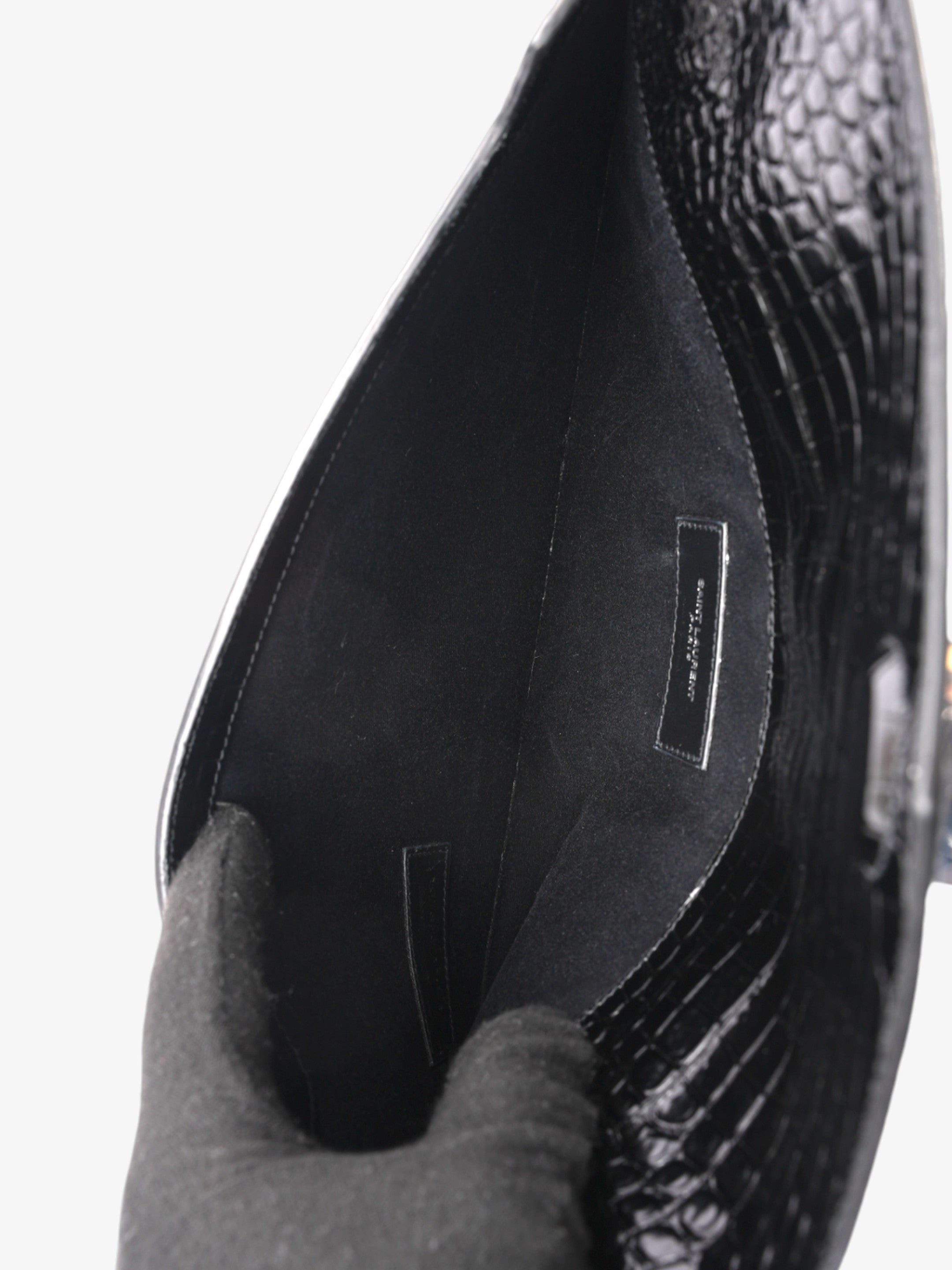 Saint Laurent Uptown Clutch Black Embossed Leather Medium