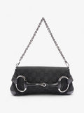 Gucci GG Horsebit Chain Black Canvas