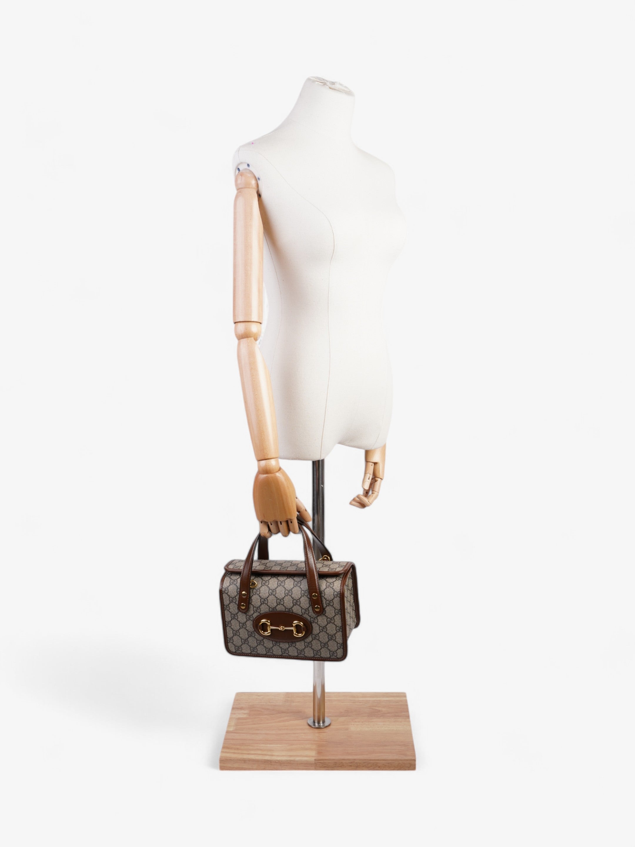 Gucci Horsebit 1955 Top Handle GG Supreme / Brown Coated Canvas Mini