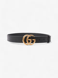 Gucci GG Marmont Belt Black / Gold Leather 75cm / 30"