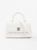 Chanel Coco Top Handle White Caviar Leather Mini