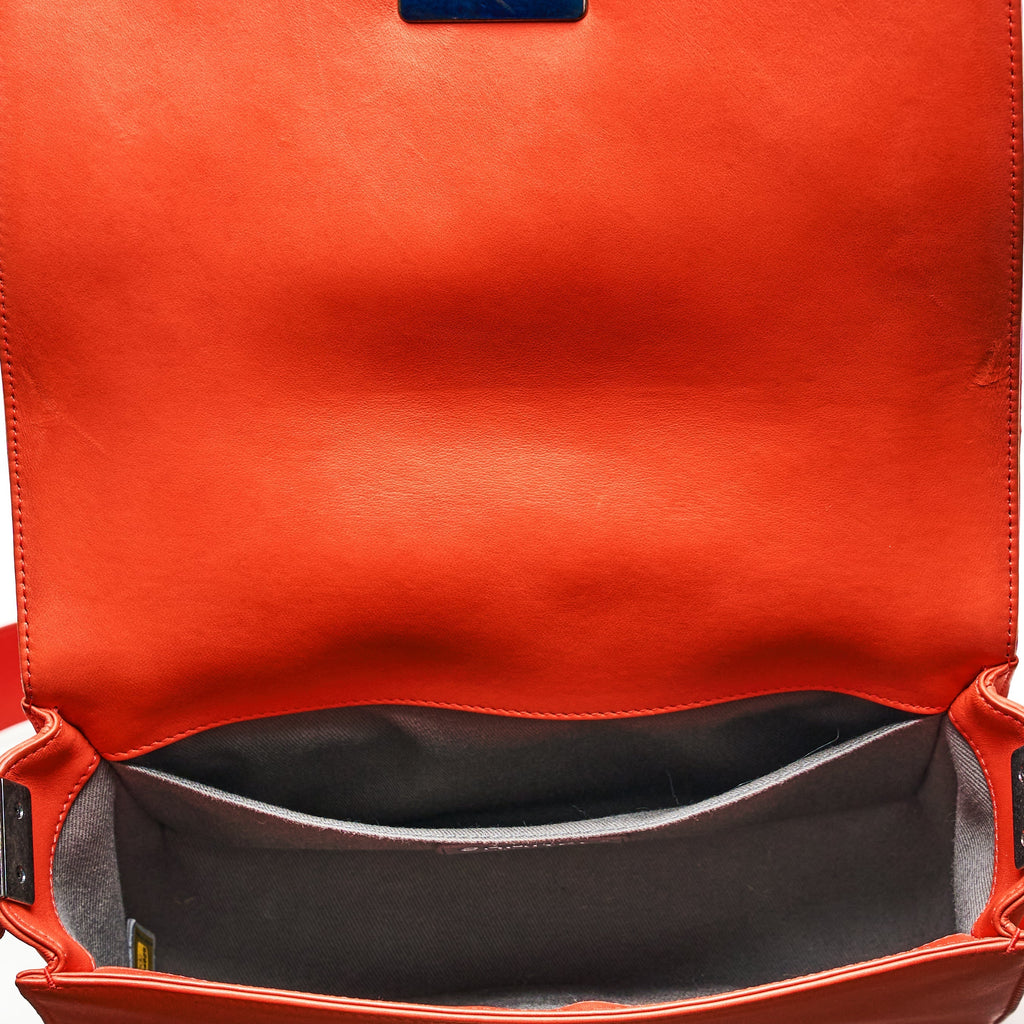 Chanel Boy Lambskin with Adjustable Strap in Orange