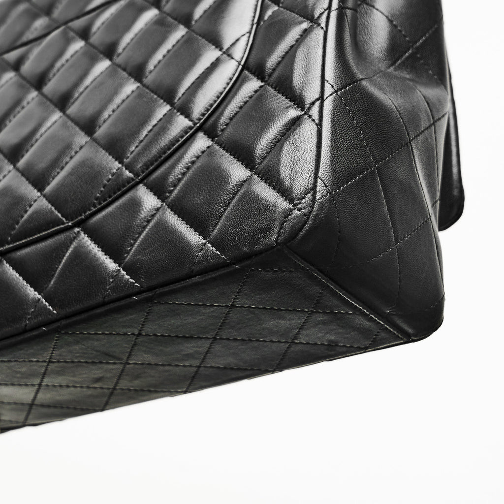 Chanel Maxi Lambskin Classic Single Flap Bag in Black SHW