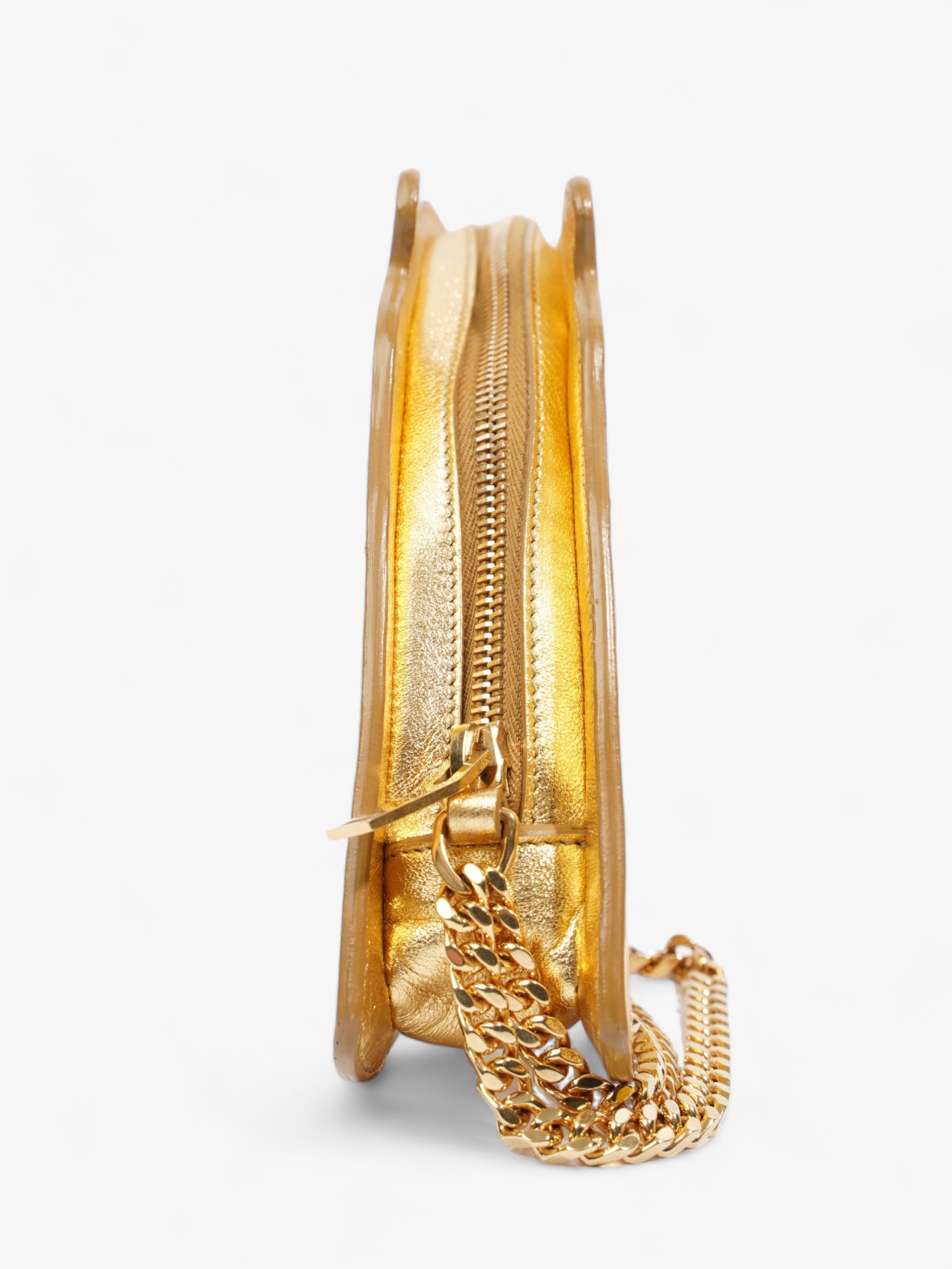 Saint Laurent Pistol Clutch Gold Leather