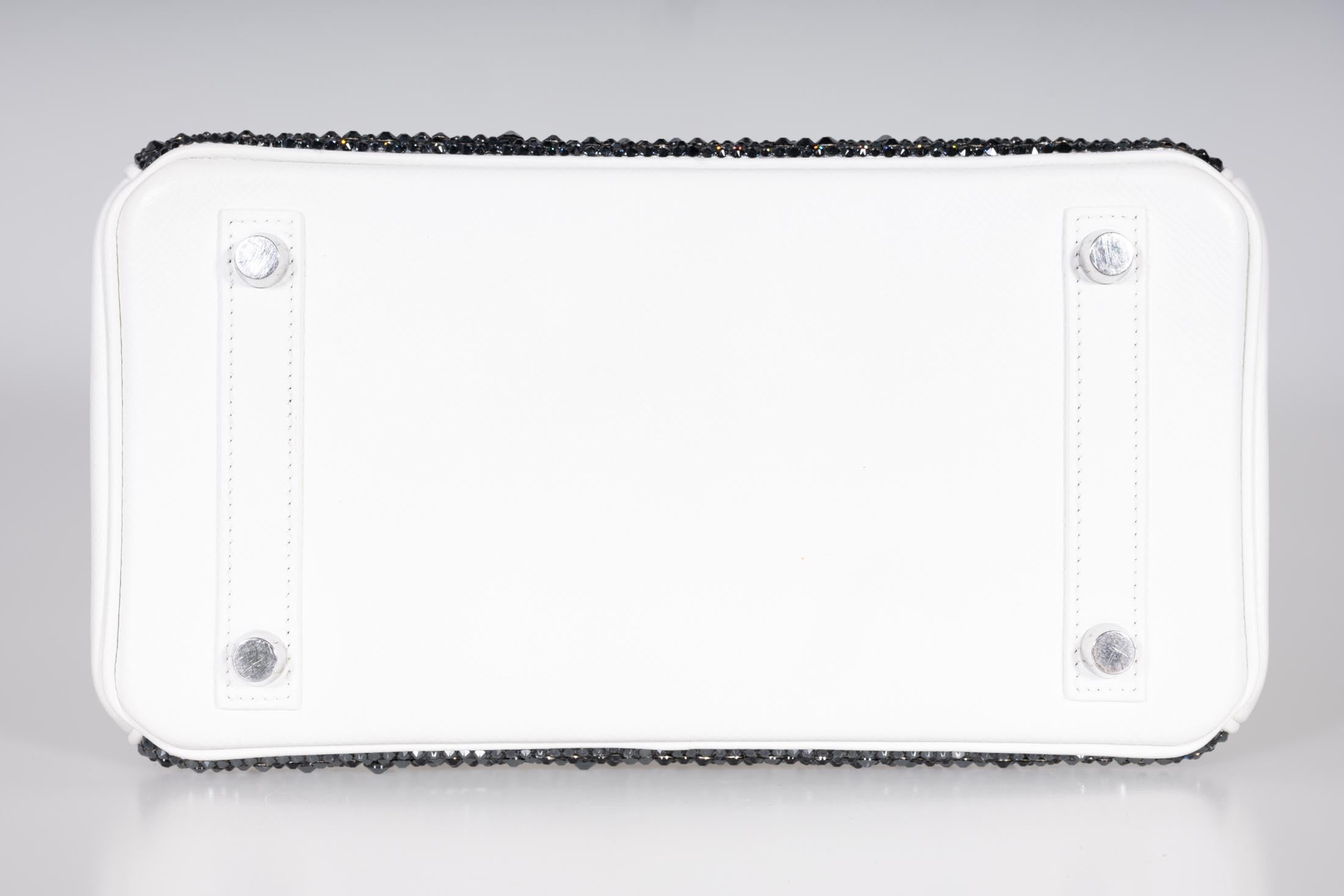 Vintage Hermès Custom Swarovski Crystal Birkin 25 White Epsom Palladium