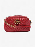 Gucci GG Marmont Zip Red Matelasse Leather Small