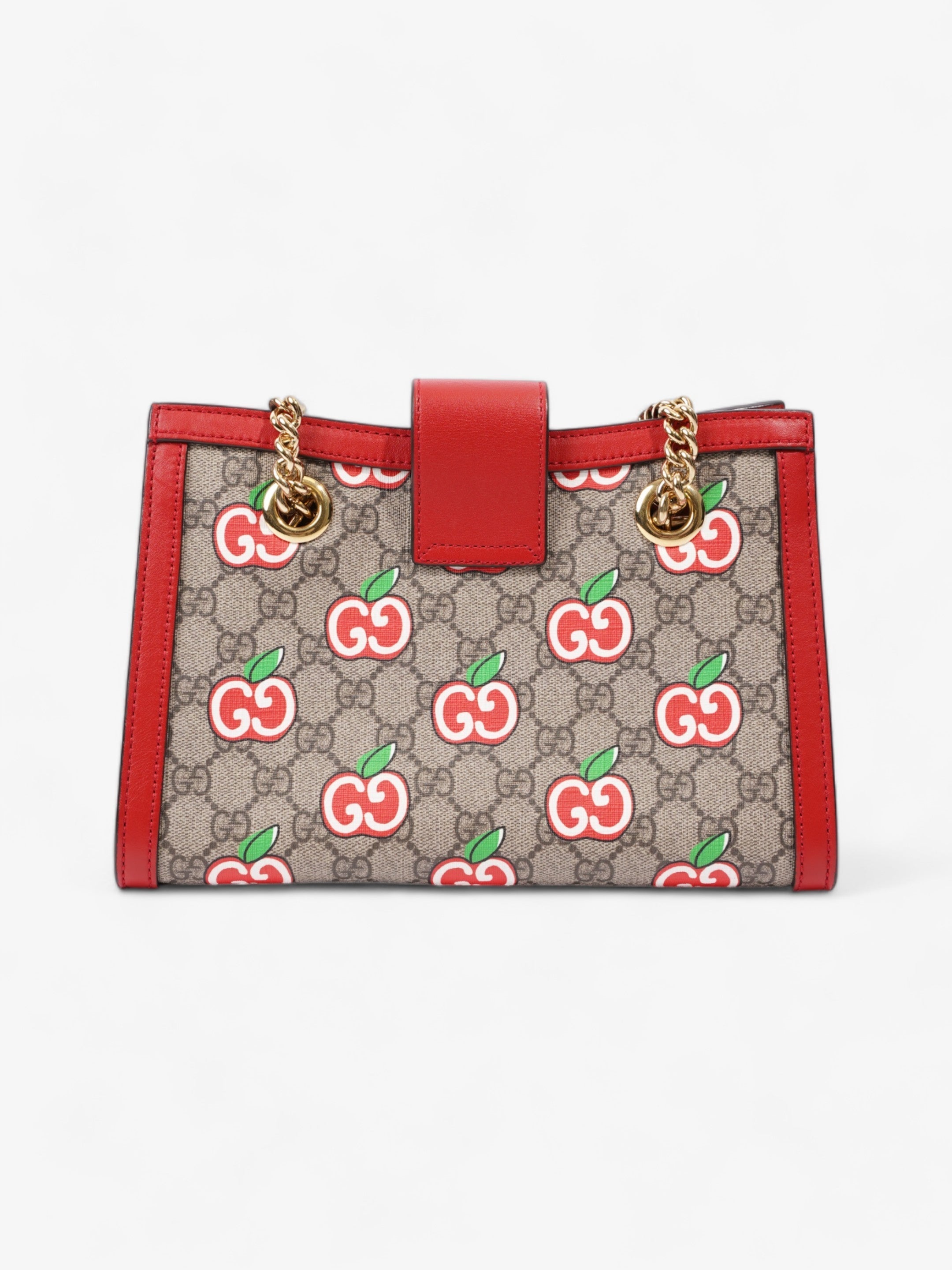 Gucci GG Apple Padlock Beige And Ebony GG Supreme / Red Coated Canvas Small