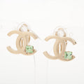Chanel Coco Logo Green Gemstone Clip On Earrings Costume Jewellery