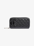 Chanel CC Zip Around Wallet Black Leather