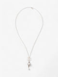 Chanel CC Pearl Drop Necklace Silver Silver Sterling