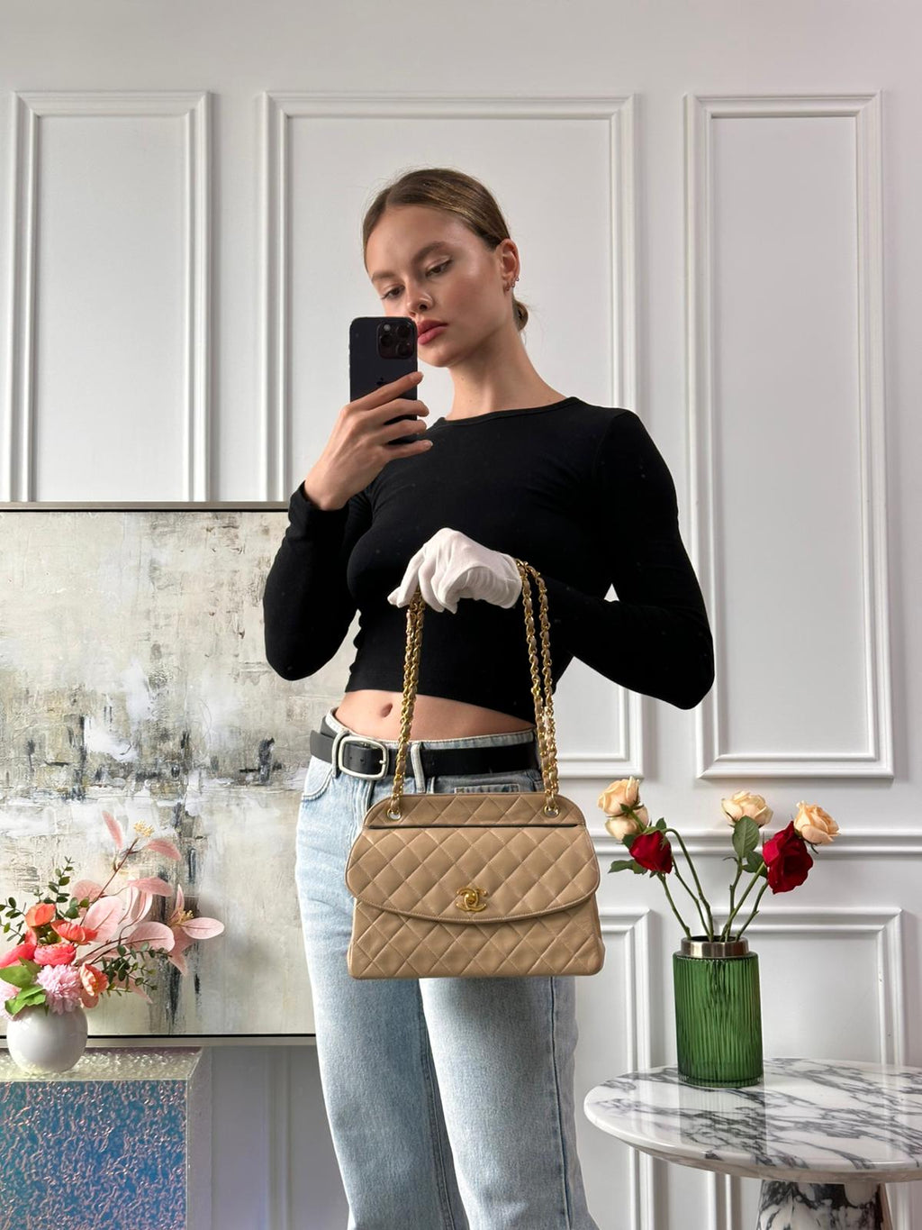 Chanel Beige Vintage Timeless Trendy Flap Bag 2011-2012