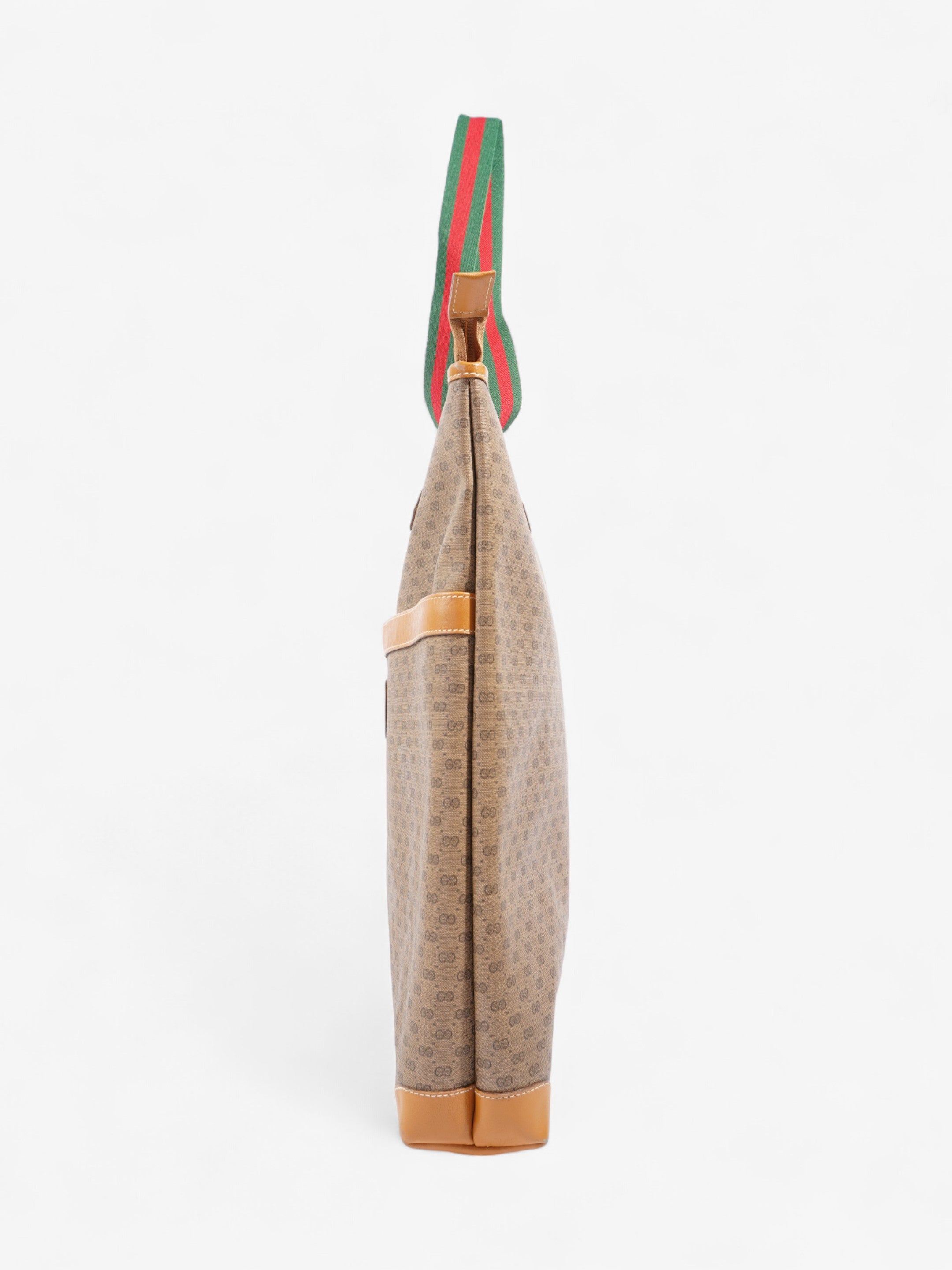 Gucci Vintage Supreme Tote Light Brown / Green And Red Web Coated Canvas