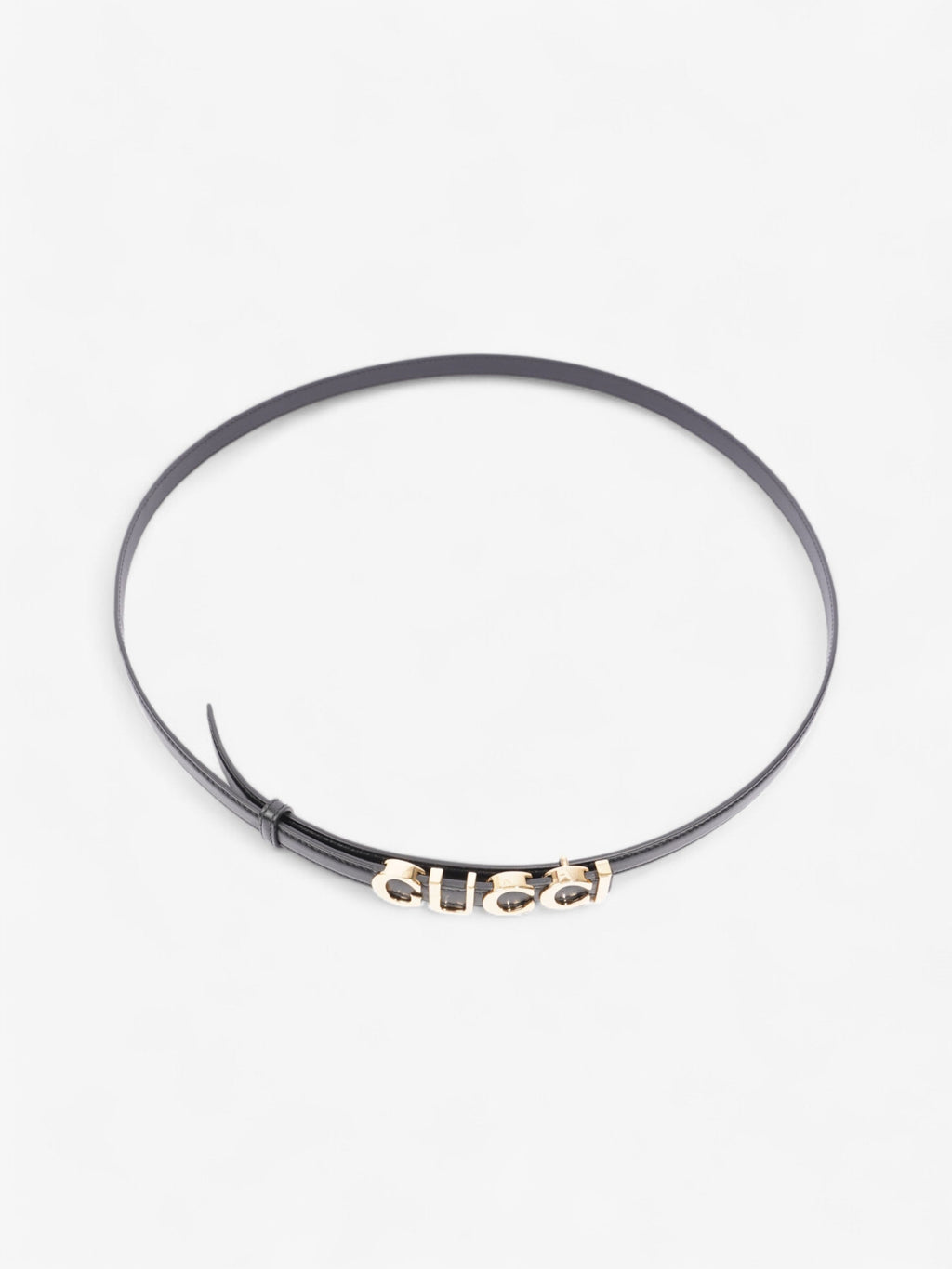 Gucci Buckle Thin Belt Black / Gold Leather 105cm / 42"