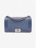 Chanel Boy Bag Blue Calfskin Leather Medium