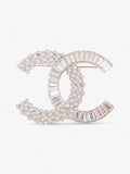 Chanel CC Brooch Silver Crystal
