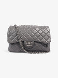 Chanel Classic Single Flap Grey Lambskin Leather Jumbo