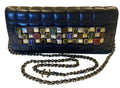 Chanel 11A Paris-Byzance Black Chocolate Bar Lambskin Leather Jeweled Clutch Minaudière Bag