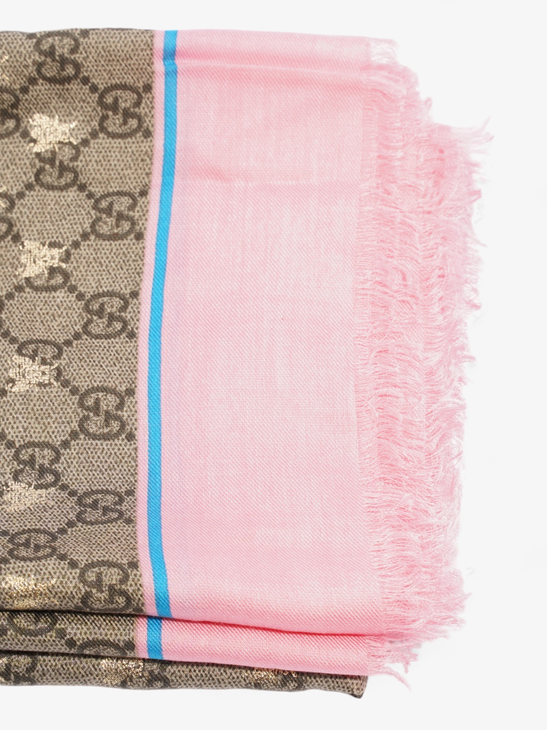 Gucci Bee GG Scarf Beige And Ebony GG Supreme / Pink / Gold Silk