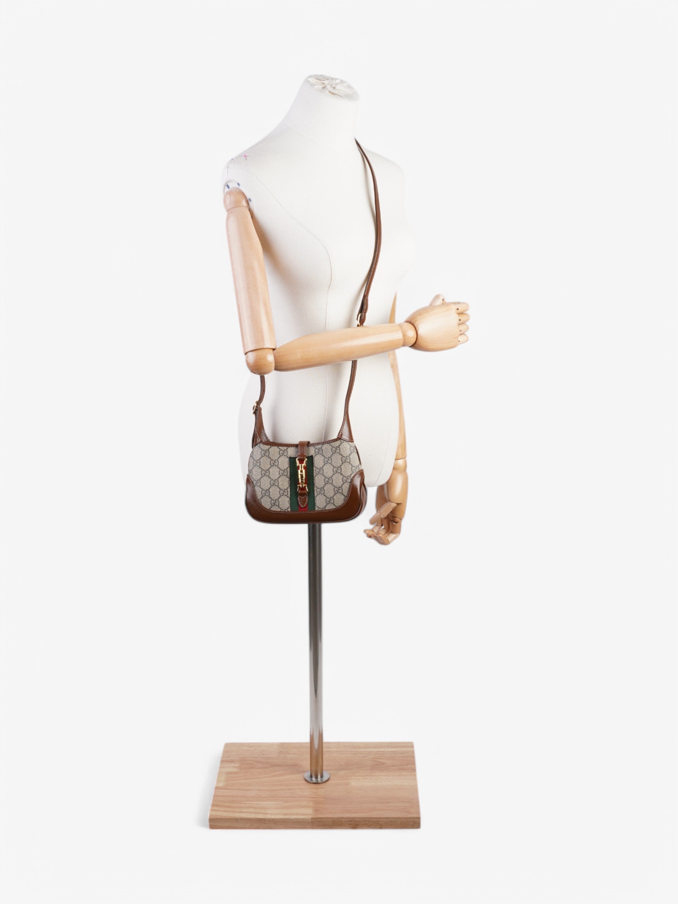 Gucci Jackie 1961 GG Supreme / Brown / Green Coated Canvas Mini