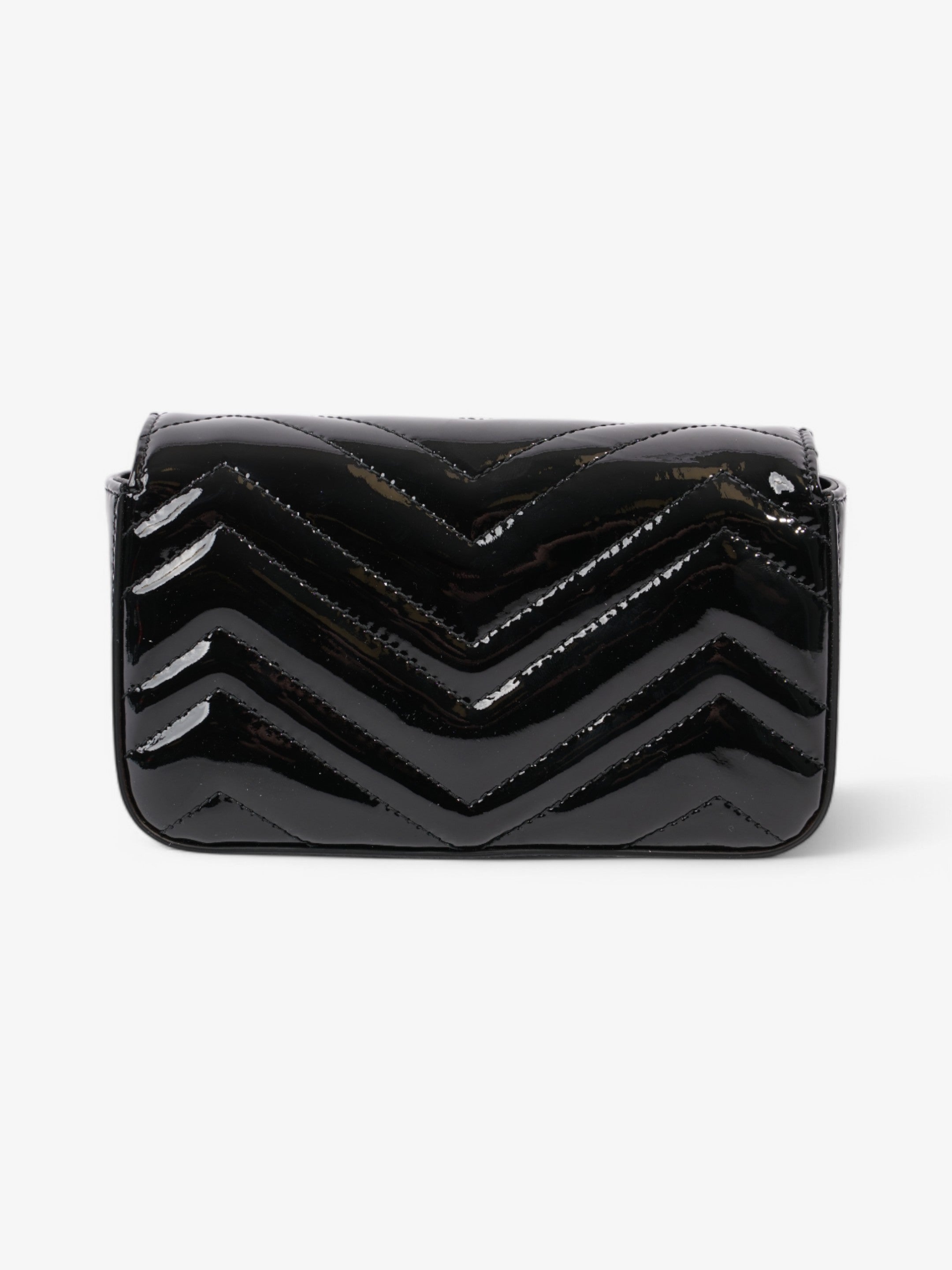 Gucci GG Marmont Black Patent Leather Super Mini