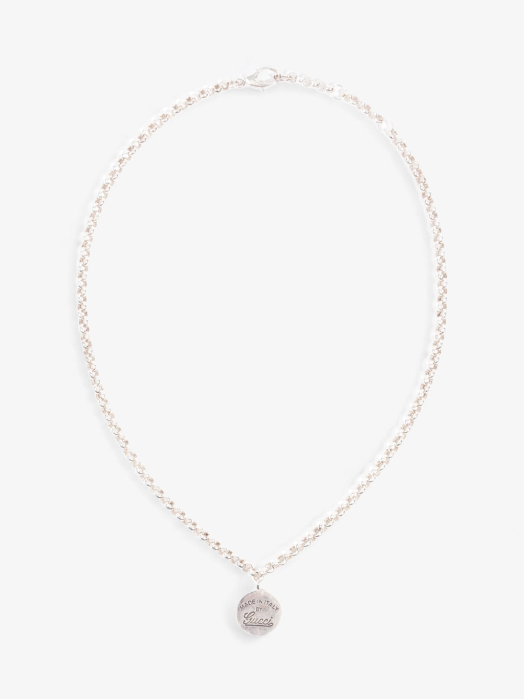 Gucci Logo Circle Necklace Silver Silver Sterling