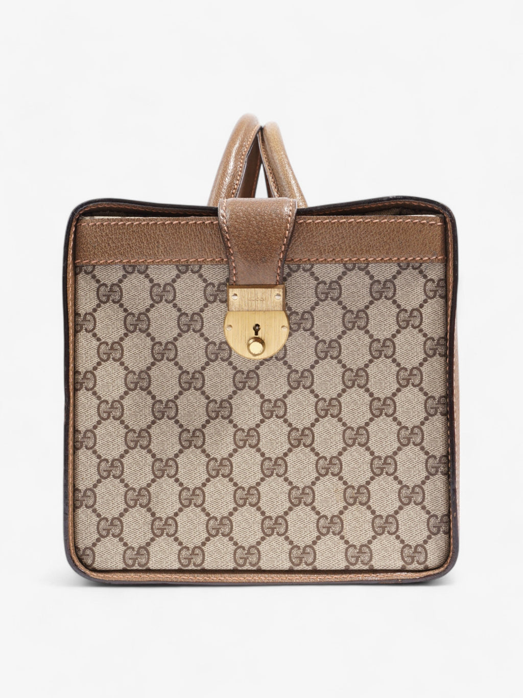Gucci Hard Train Vanity Case GG Supreme / Brown / Green Coated Canvas