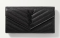 YVES SAINT LAURENT MONOGRAM QUILTED TEXTURED LEATHER WALLET