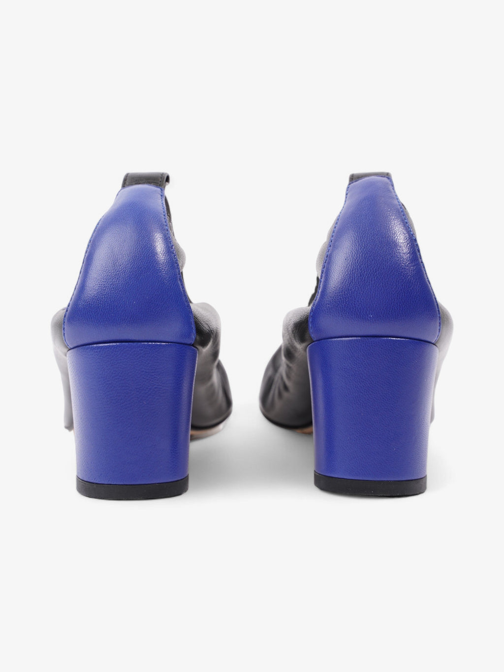 Chanel CC Ballerina Platform Pumps 50 Black / Blue Leather EU 39.5 UK 6.5