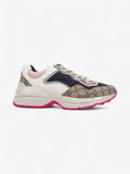 Gucci Rhyton Sneakers Beige  / Navy / Pink Canvas EU 41 UK 7