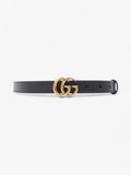 Gucci GG Marmont Thin Belt Black Leather 65cm / 26"