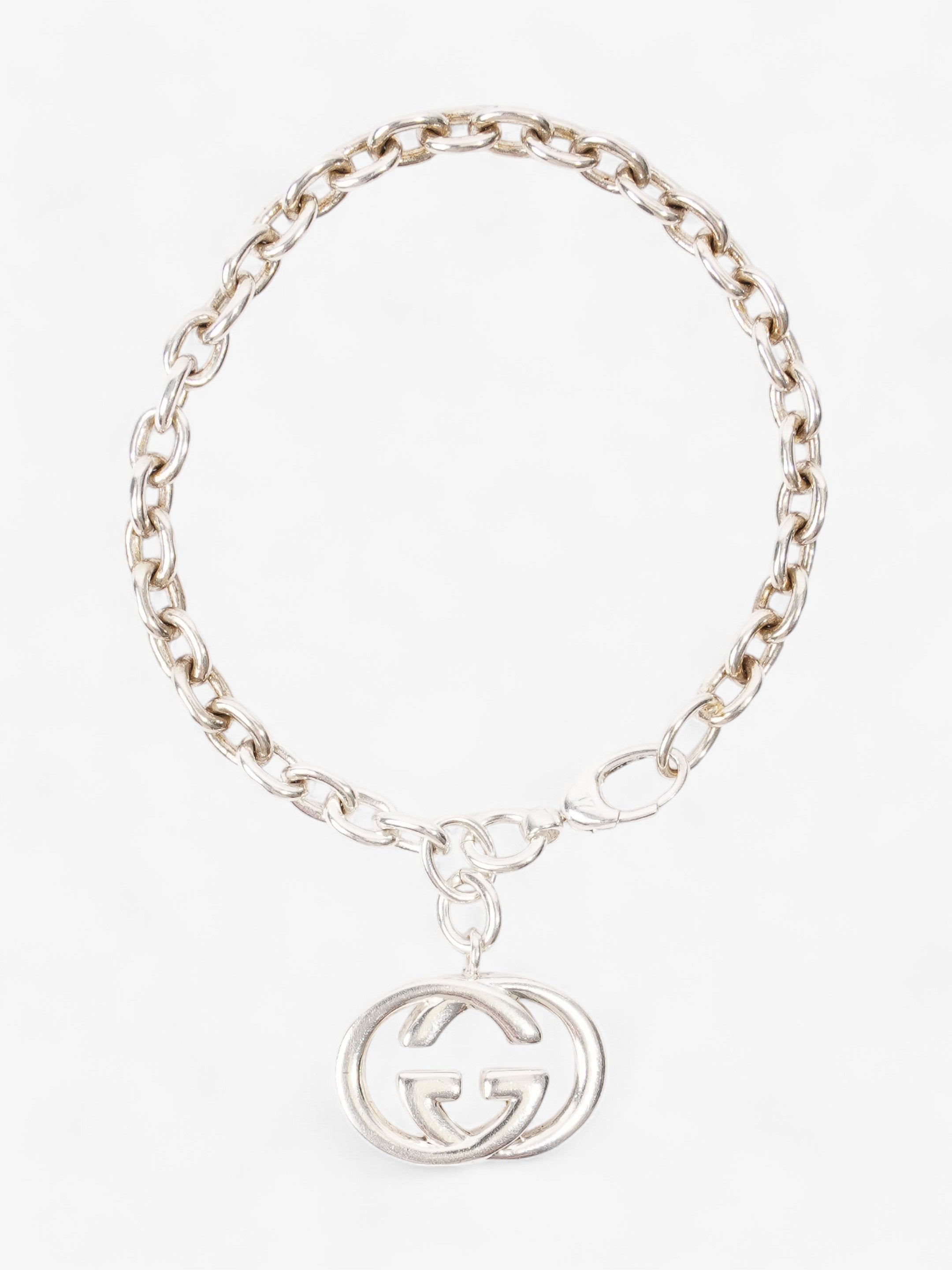 Gucci Interlocking G Chain Bracelet Silver Silver Sterling 17
