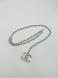 Chanel Vintage Barbie 1995P Baby Blue Iridescent Dangle Belt