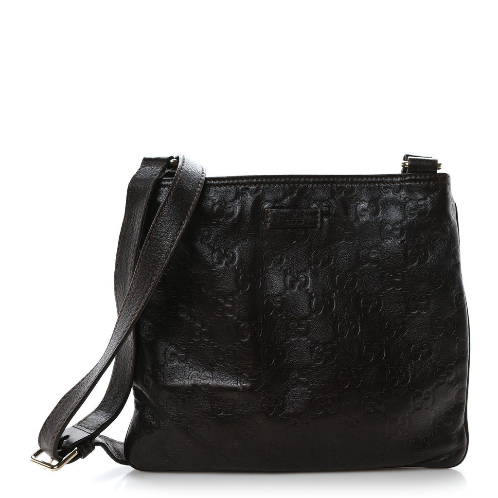 Guccissima Small Flat Messenger Bag Dark Brown