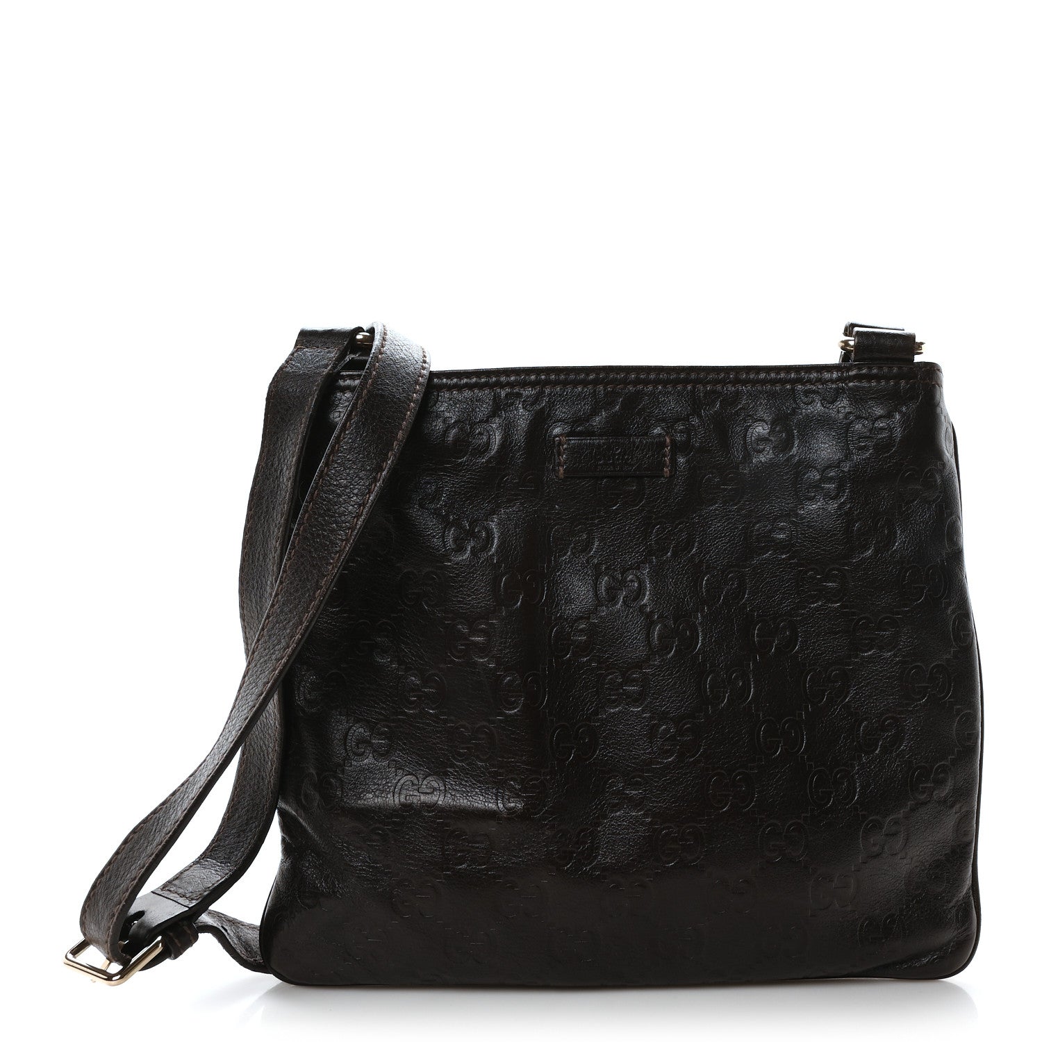 Guccissima Small Flat Messenger Bag Dark Brown