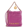 Shiny Calfskin Quilted Mini Chanel 22 Purple