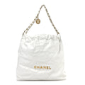 Shiny Calfskin Quilted Chanel 22 White