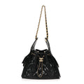 Shiny Calfskin Quilted Small Chanel 25 Handbag Black