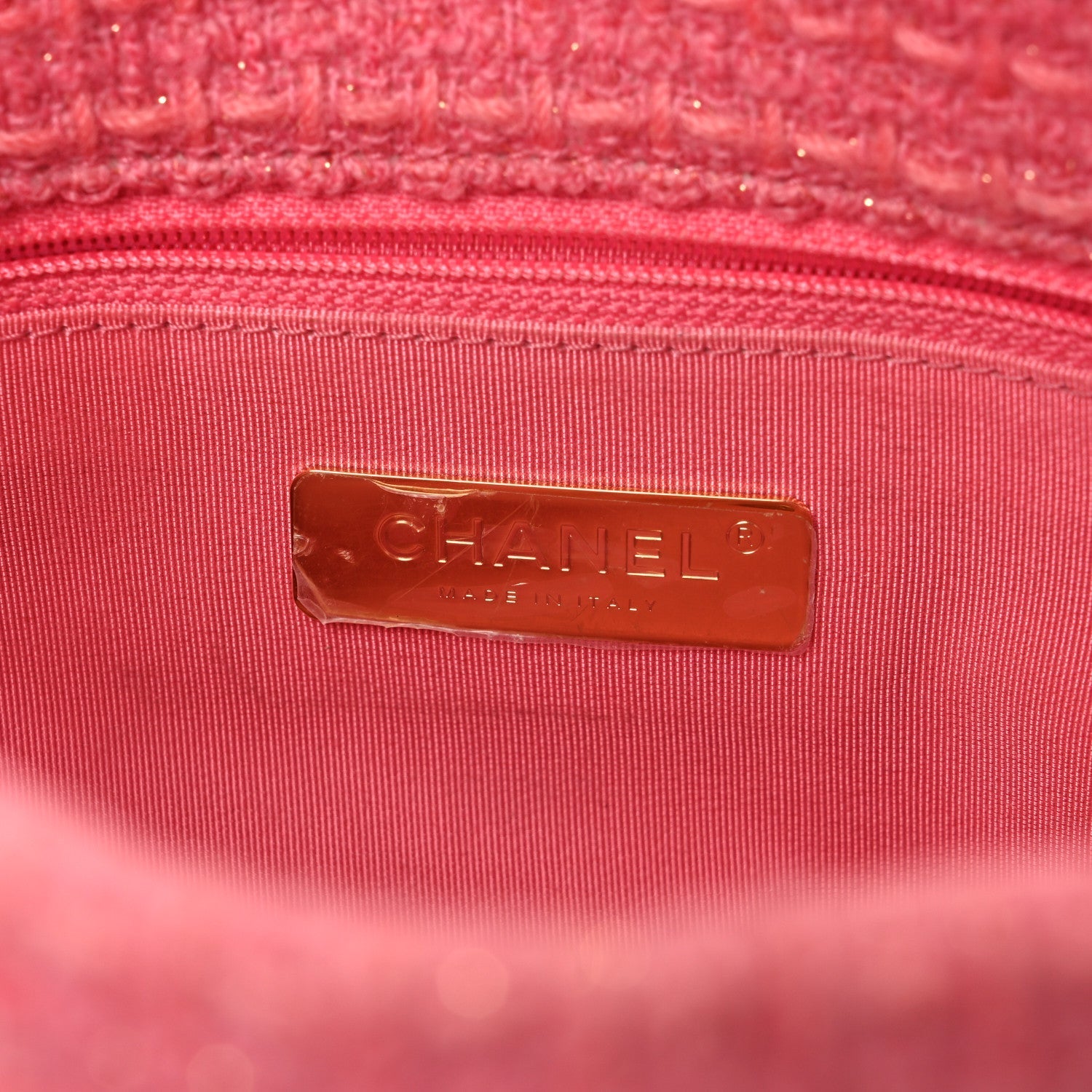 Metallic Tweed Quilted Large Chanel 19 Flap Pink