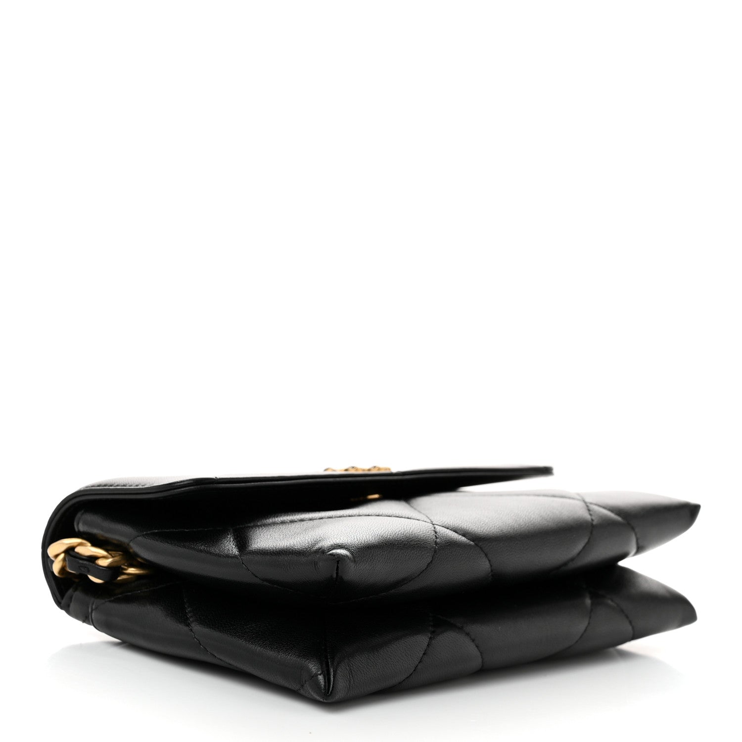 Lambskin Quilted Chanel 19 Flap Clutch Black