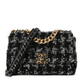 Tweed Quilted Medium Chanel 19 Flap Black Silver Ecru