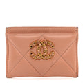 Lambskin Quilted Chanel 19  Holder Brown