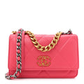 Lambskin Quilted Chanel 19 Wallet On Chain WOC Dark Pink