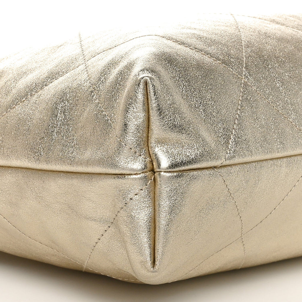 Metallic Calfskin Quilted Chanel 22 Golden