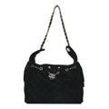 Suede Quilted Small Chanel 25 Handbag Black